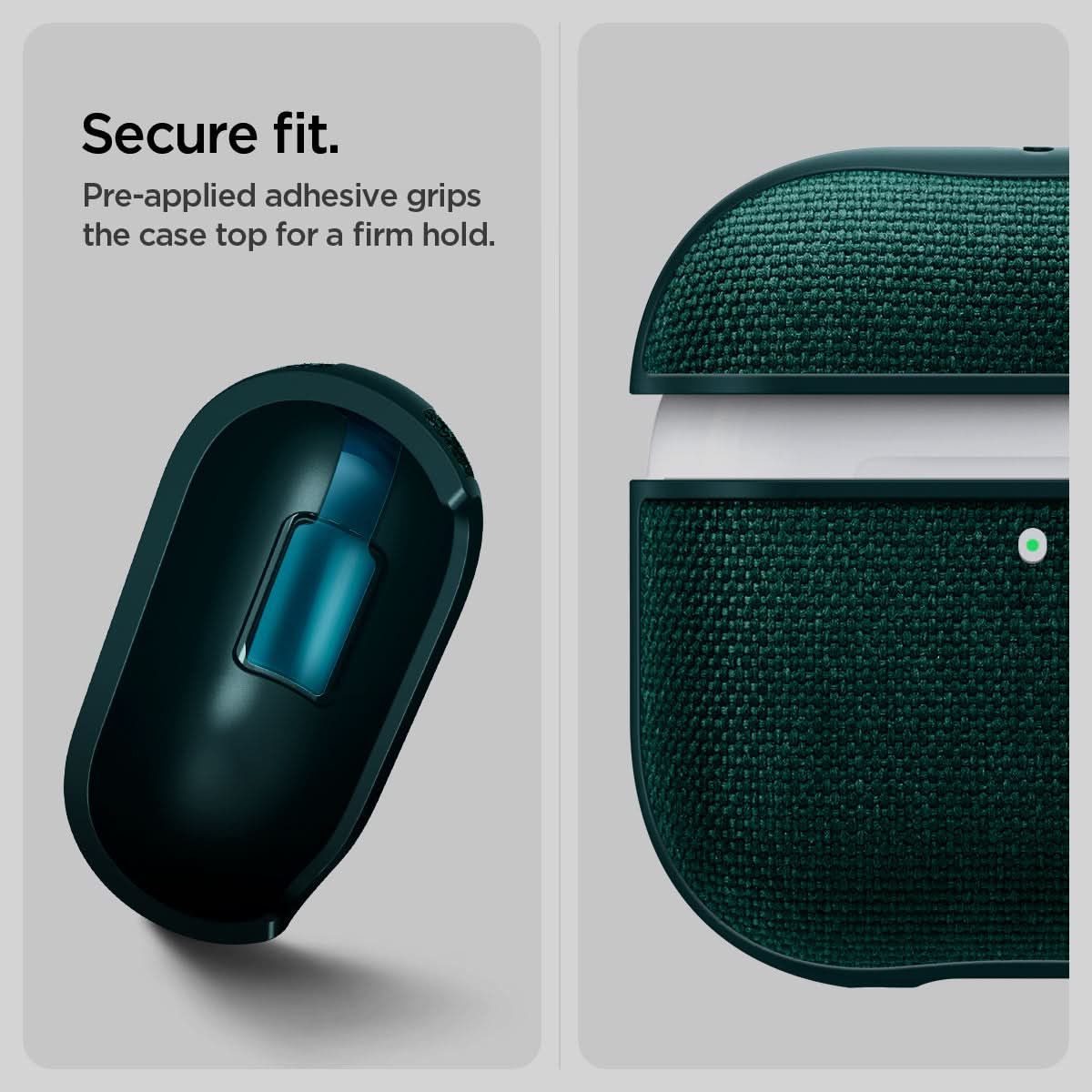 Pre-applied top adhesive on Spigen Urban Fit AirPods 4 case