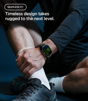 Apple Watch Series 12 (46mm) Case Rugged Armor Pro in Matte Black showing the rugged case and band worn on the wrist for a secure and comfortable fit