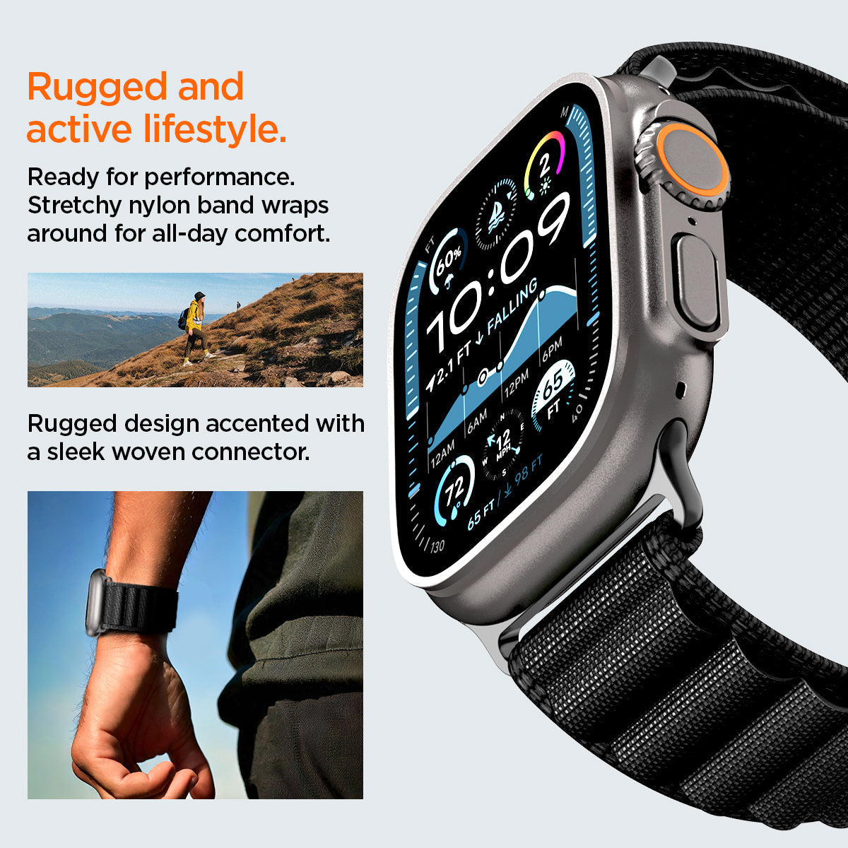 Spigen Apple Watch 49/46/45/44mm Band – WBF1 – Black – product detail image 15