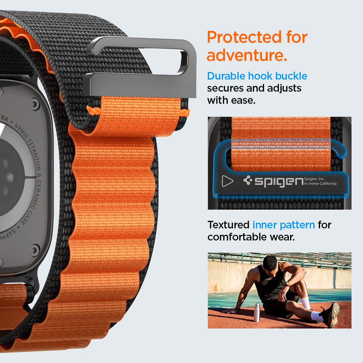 Spigen Apple Watch 49/46/45/44mm Band – WBF1 – Black Orange – product detail image 13