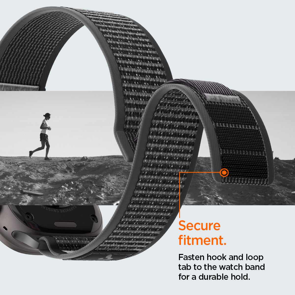Active Black Gray Spigen Athlex Air 2 Apple Watch band product and feature view 17