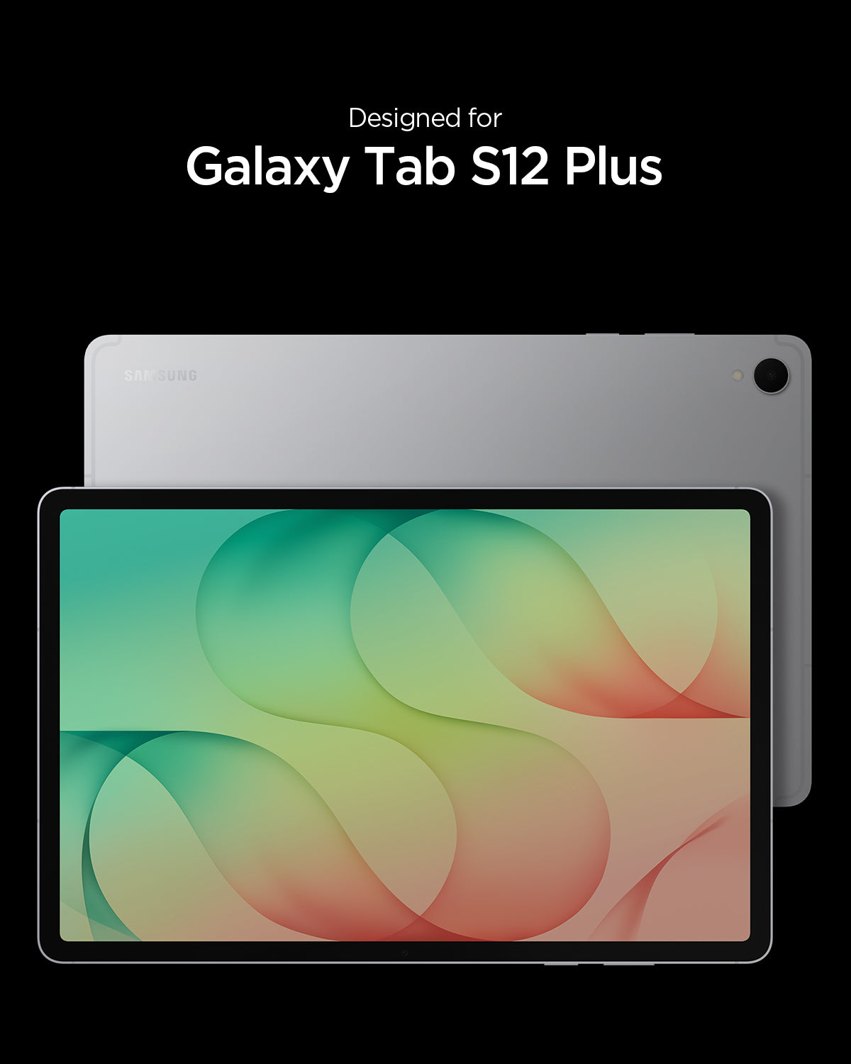 Galaxy Tab S12+ Glas.tR EZ Fit Pro showing front and back views of the Galaxy Tab S12 Plus to indicate device compatibility.