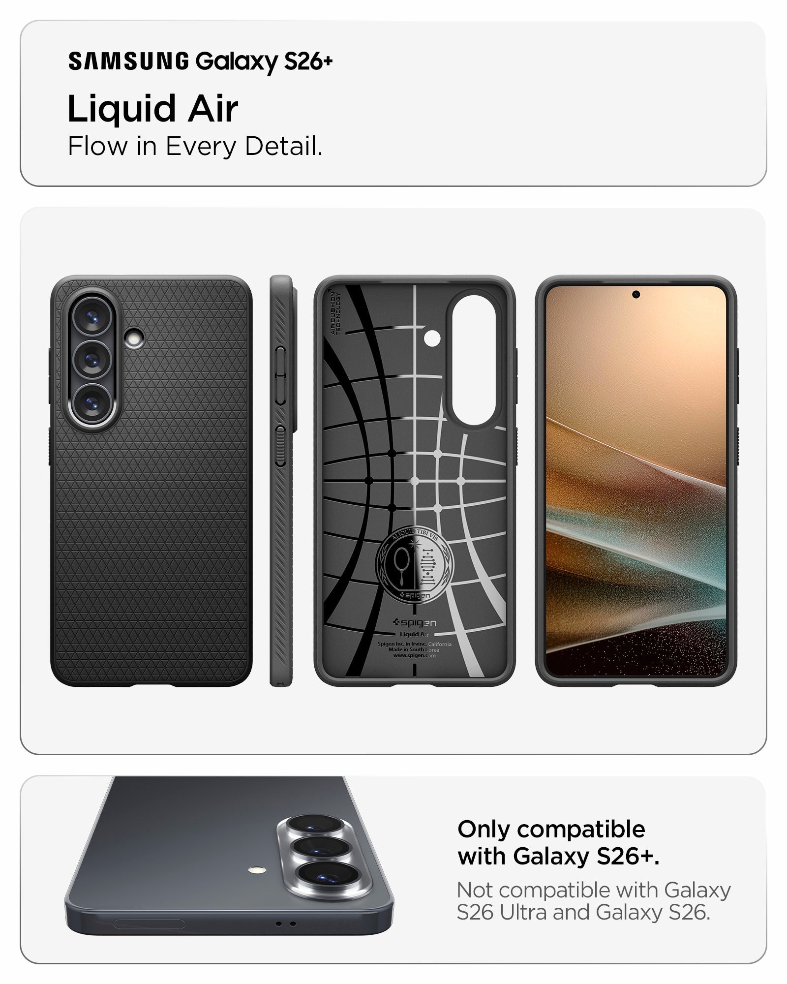 Spigen Galaxy S26 Plus Case – Liquid Air – Matte Black – product image 16