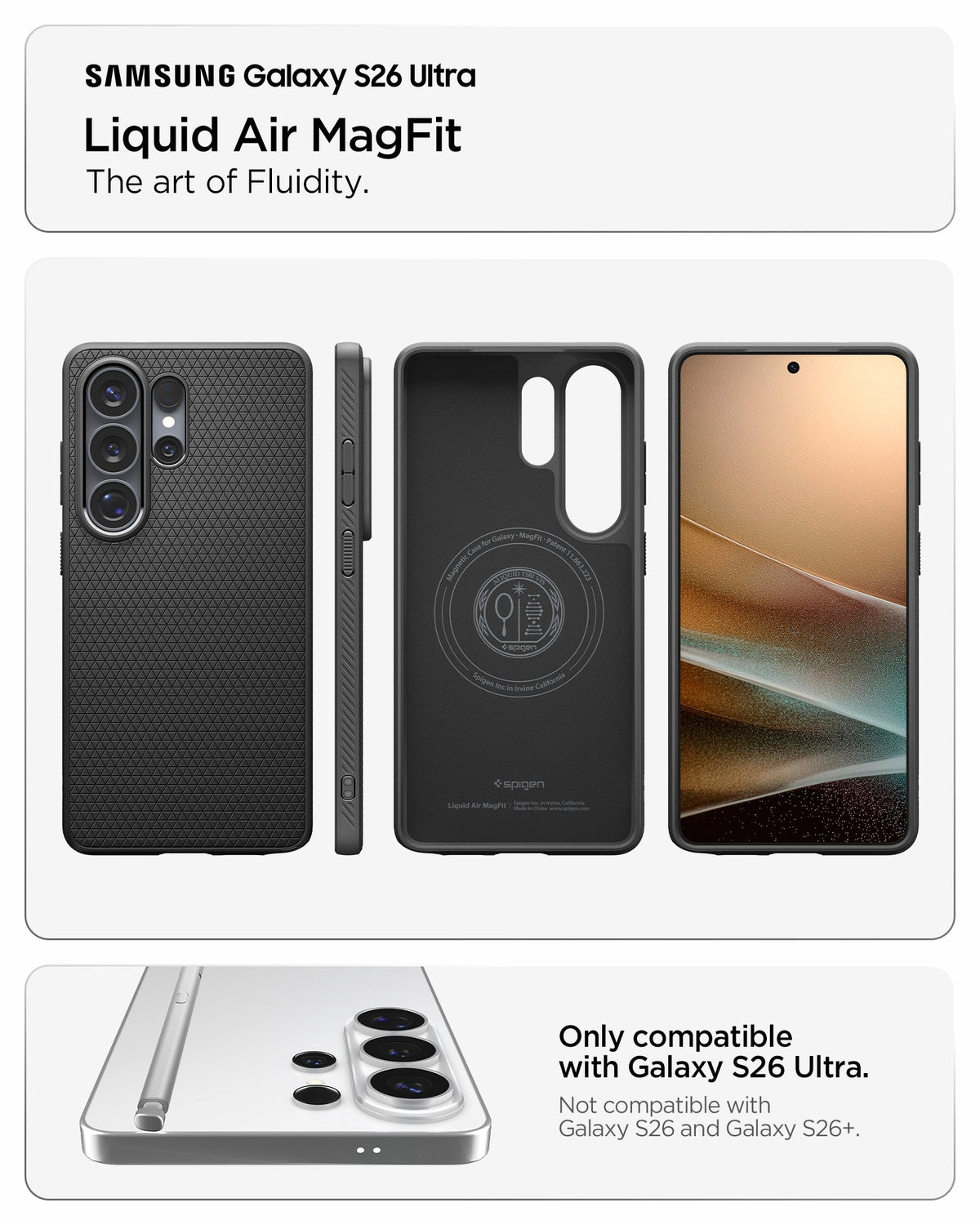 Spigen Galaxy S26 Ultra Case – Liquid Air (MagFit) – Matte Black – product image 18