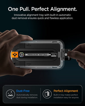 Spigen EZ Fit Pro automatic dust removal and alignment for Galaxy S26 FE