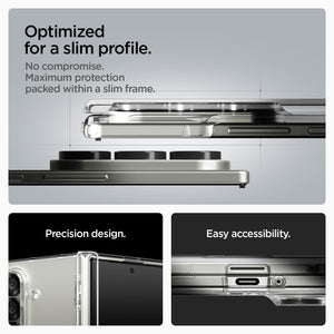 Spigen Galaxy Z Fold 7 Ultra Hybrid Pro MagFit case - slim profile, hinge coverage and port access feature graphic