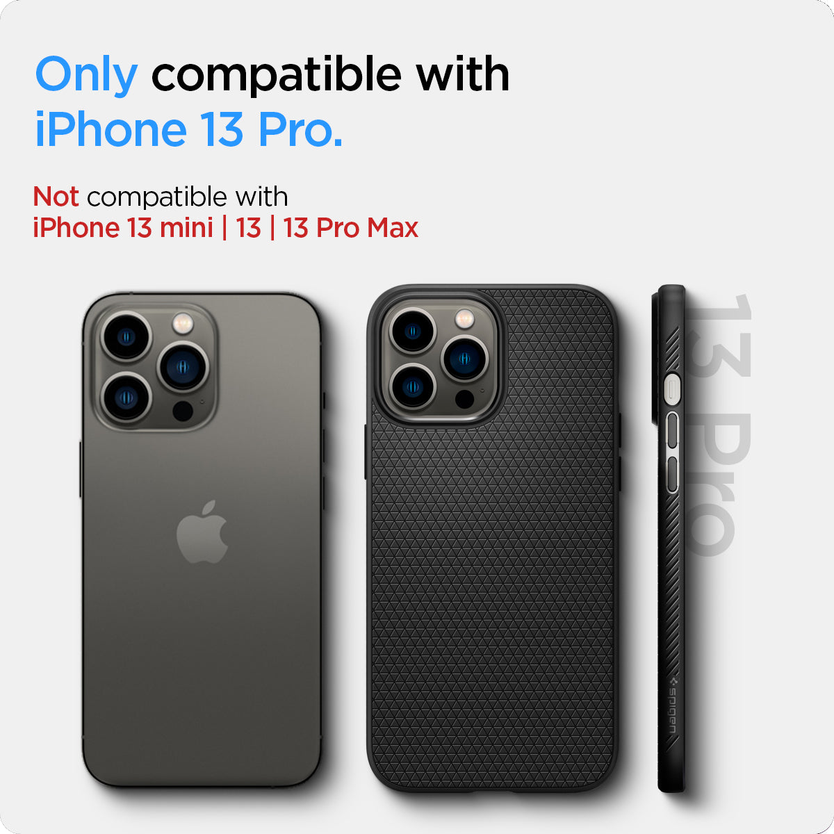Spigen Liquid Air case for iPhone 13 Pro in Matte Black – exact-device compatibility guide