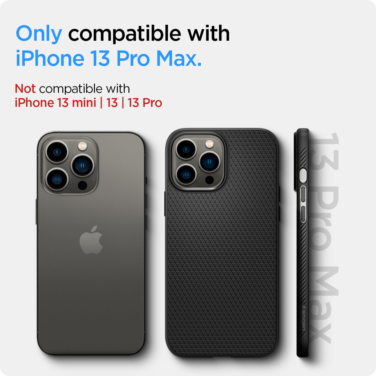 Spigen Liquid Air case for iPhone 13 Pro Max in Matte Black – exact-device compatibility guide
