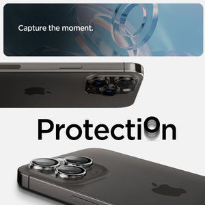 Spigen iPhone 17 Pro Max / 17 Pro Lens Protector – Optik Pro EZ Fit - Crystal Clear - camera capture and lens protection detail