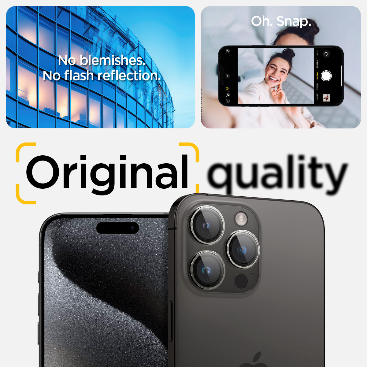Spigen iPhone 15 Pro Max / 15 Pro Lens Protector – Optik Pro EZ Fit – Crystal Clear product image 9