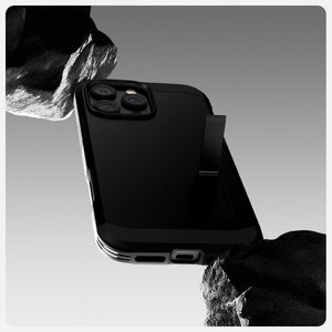 Spigen iPhone 16 Pro Tough Armor T AI MagFit case in Black - impact protection demonstration