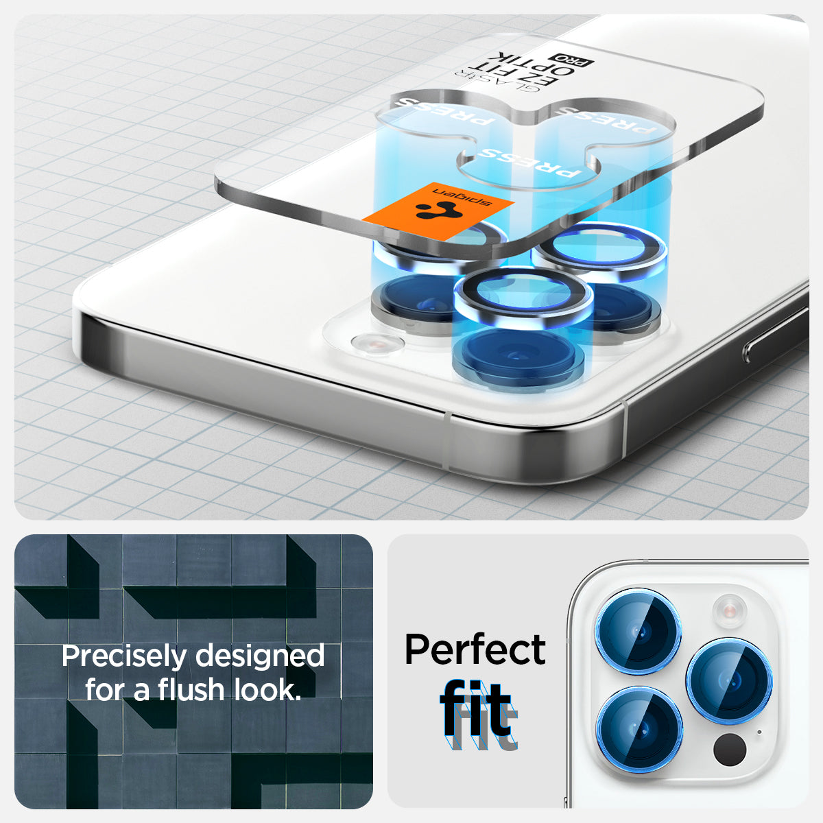 Spigen iPhone 15 Pro Max / 15 Pro Lens Protector – Optik Pro EZ Fit – Silver product image 8