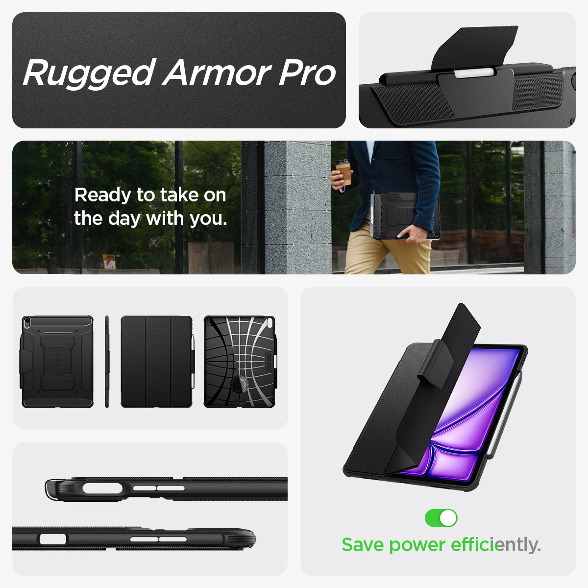 Spigen iPad Air 13-inch Tablet Case Rugged Armor Pro view 17