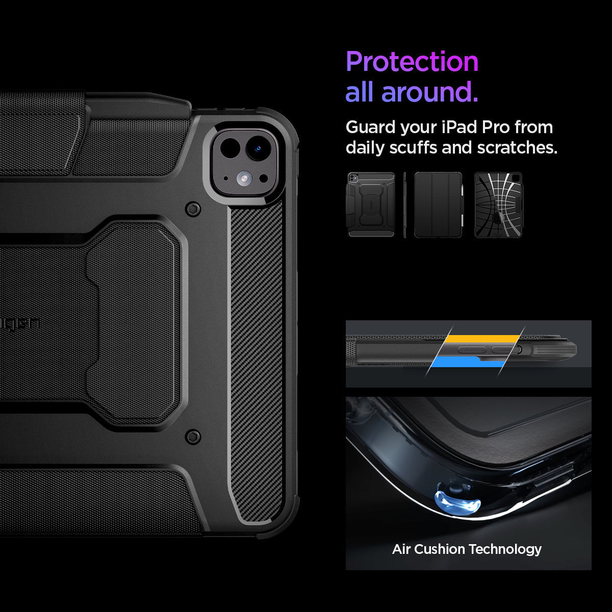 Spigen iPad Pro 11” (2025/2024) Tablet Case Rugged Armor Pro view 14