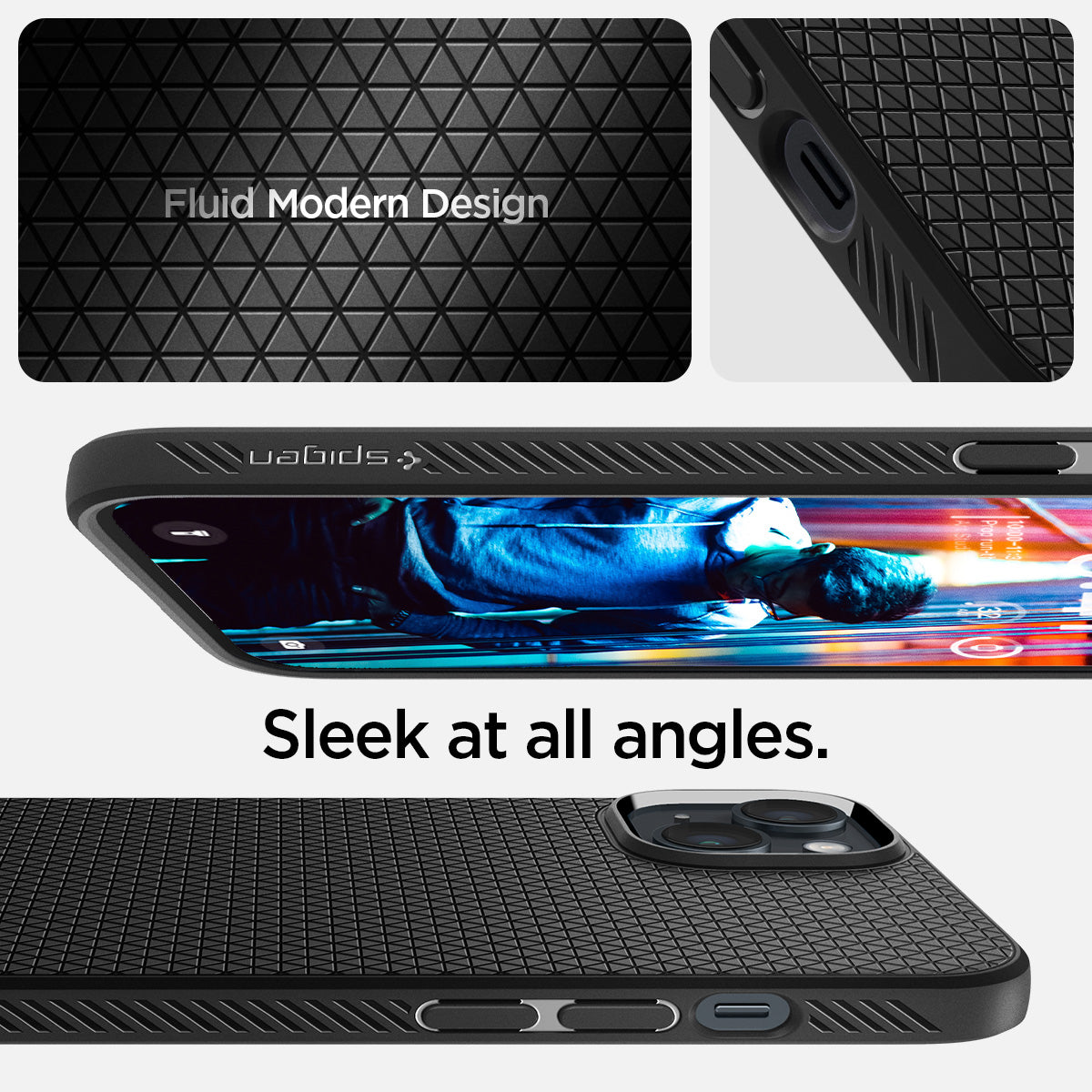 Spigen iPhone 14 Case – Liquid Air - Matte Black - fluid geometric design