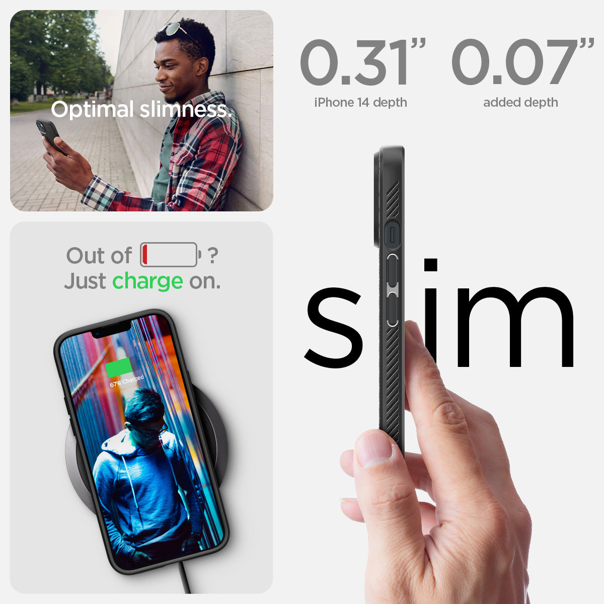 Spigen iPhone 14 Case – Liquid Air - Matte Black - slim profile and wireless charging