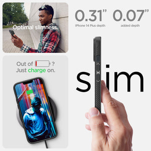 Spigen iPhone 14 Plus Case – Liquid Air - Matte Black - slim profile and wireless charging