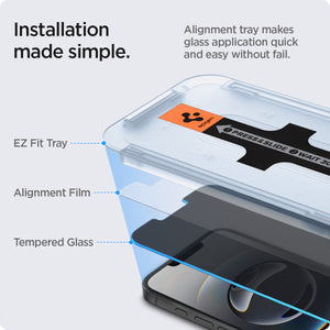 Spigen iPhone 17e / 16e / 14 / 13 / 13 Pro Screen Protector GLAS.tR EZ Fit Privacy view 4