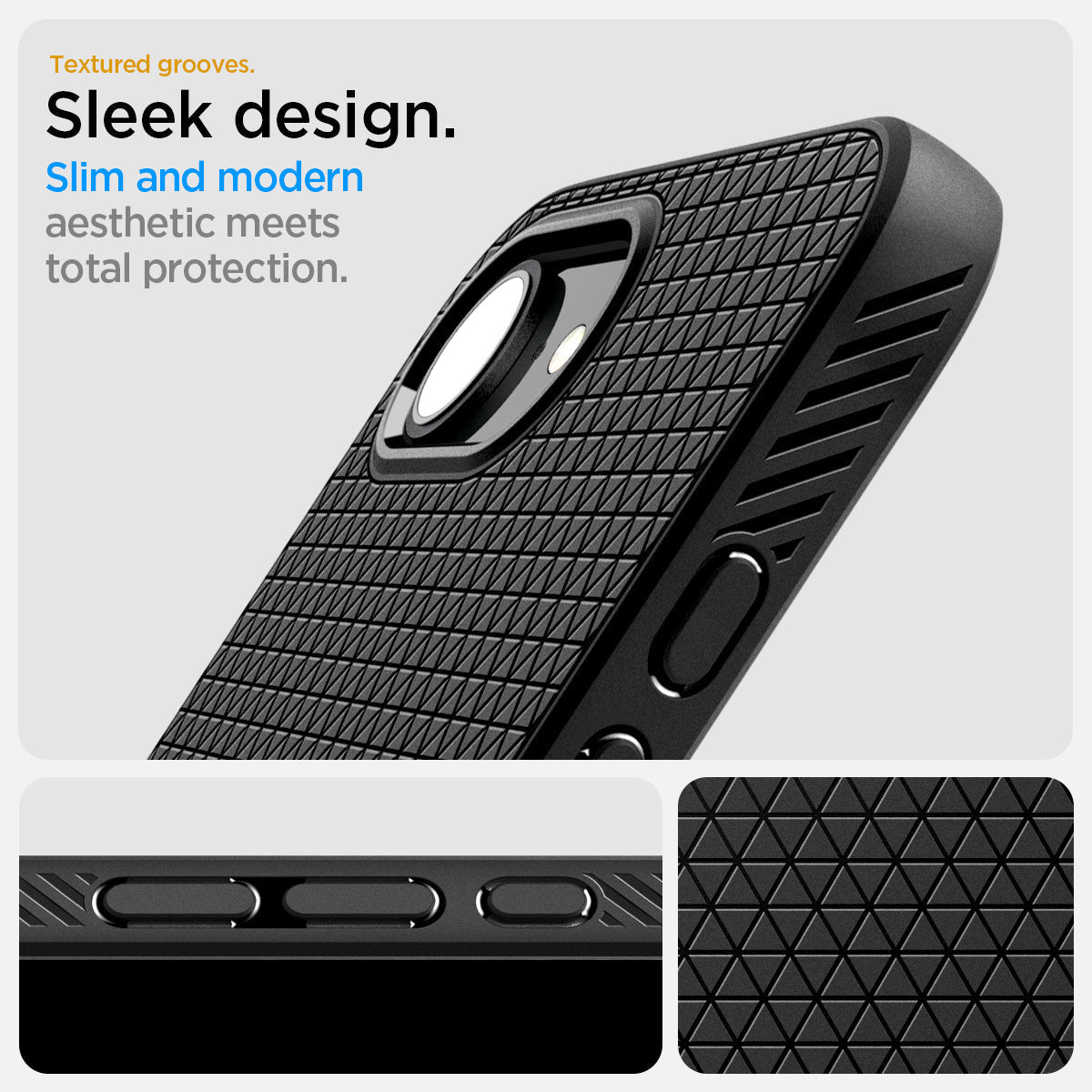 Spigen iPhone 17e and iPhone 16e Liquid Air case in Matte Black - slim textured design feature