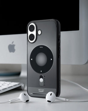 Spigen iPhone 17 Ultra Hybrid Classic MagFit case in Classic Black - lifestyle view with AirPods