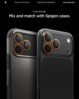 Spigen iPhone 17 Pro Max / 17 Pro Lens Protector – Optik Pro EZ Fit - Orange - Spigen case compatibility