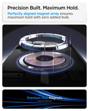 iPhone Duo Slim Armor Pro S (Mag Fit) showing an aligned N52 magnet array and ultra-slim magnetic profile
