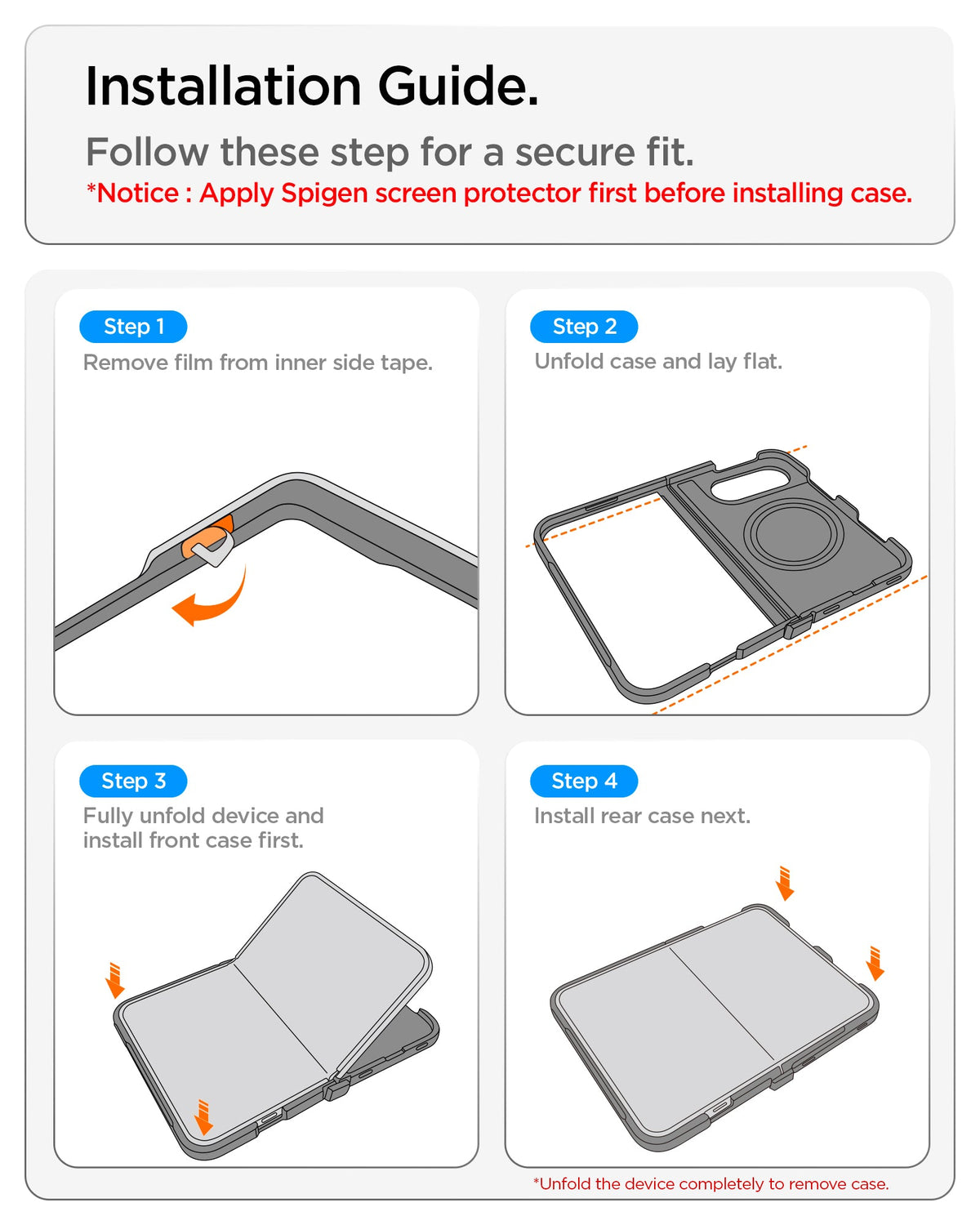 iPhone Duo Ultra Hybrid Pro (Mag Fit) in Frost Black showing a four-step installation guide for securing the front and rear case