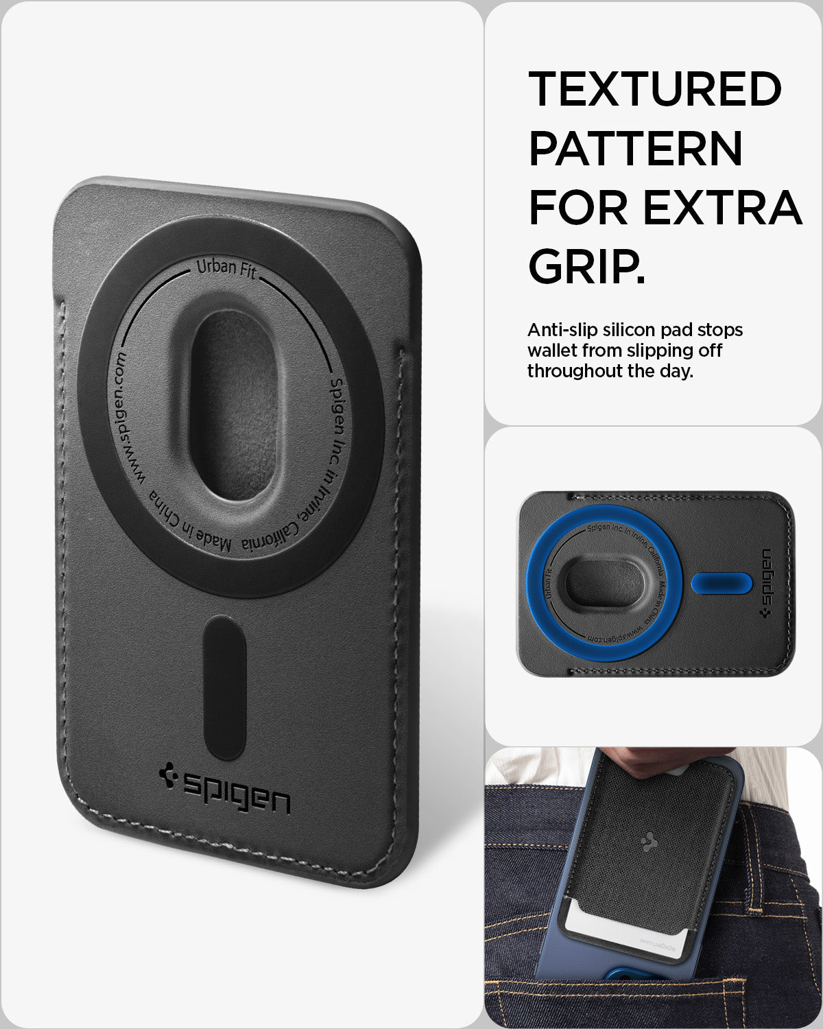 Spigen Urban Fit MagFit 5-Card Wallet - textured rear grip