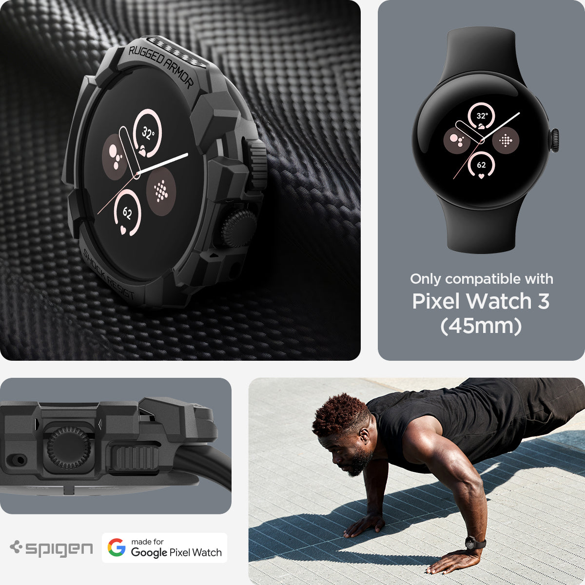Spigen Pixel Watch 3 (45mm) Case Rugged Armor view 11