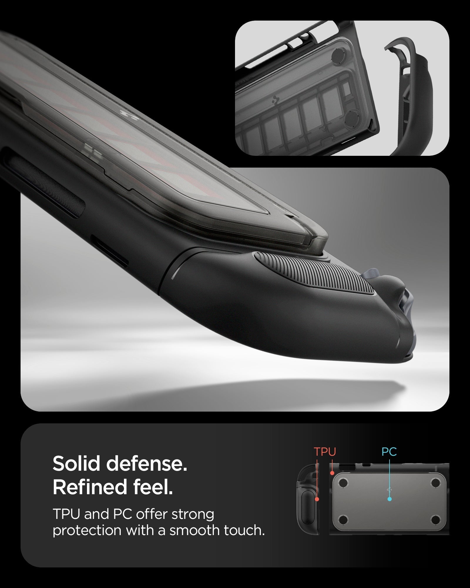Hybrid defense and grip features of Spigen Snap Switch case