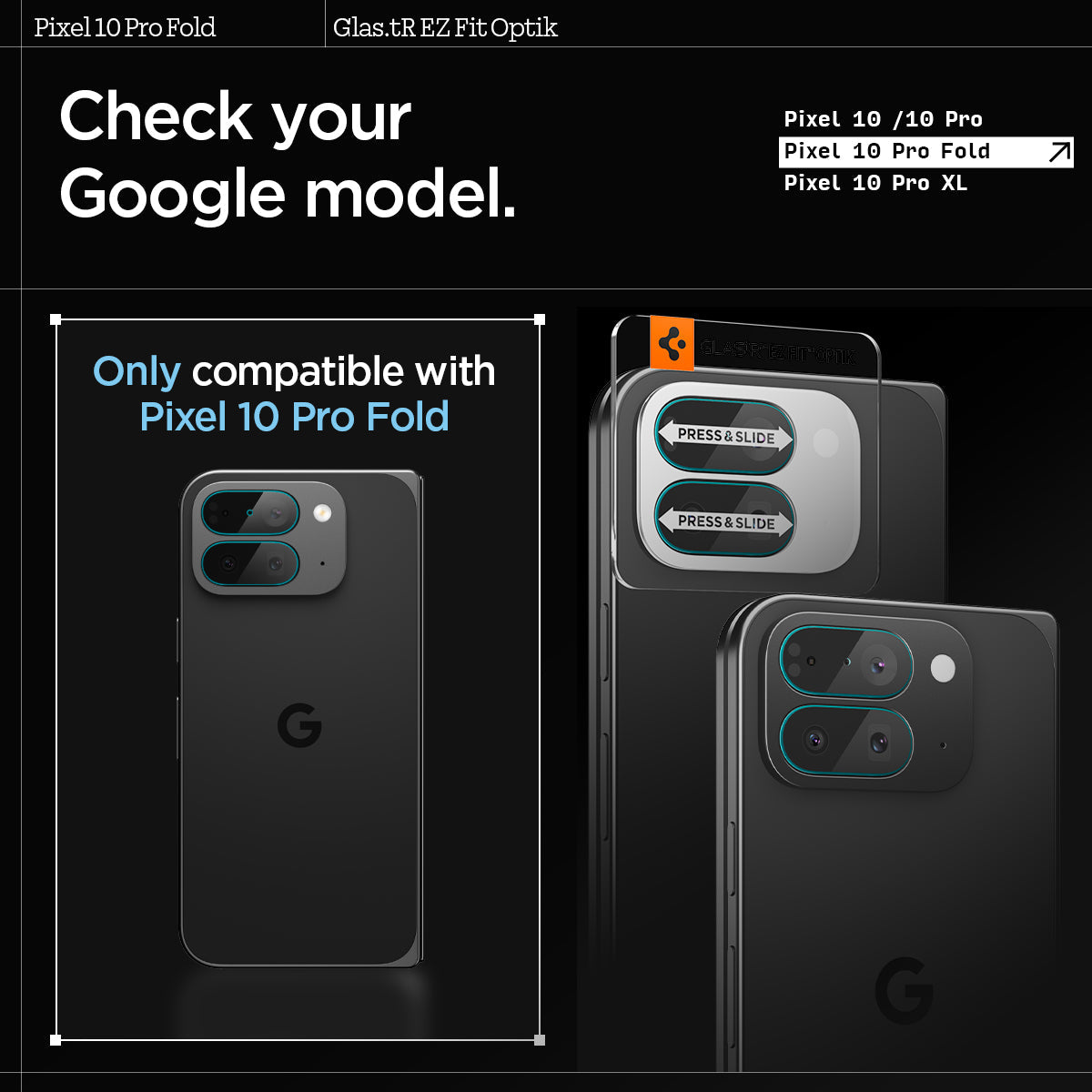 Spigen Pixel 10 Pro Fold Lens Protector Optik EZ Fit (2 Pack) view 2