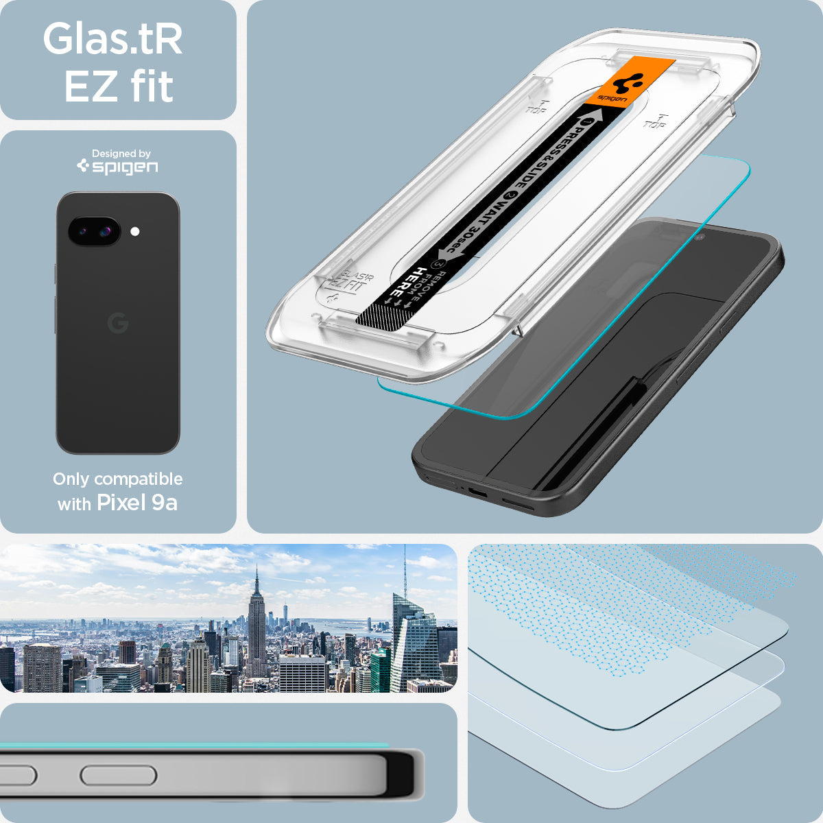Spigen Pixel 9a Screen Protector GLAS.tR EZ Fit (2 Pack) view 8
