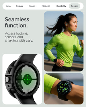 Spigen Google Pixel Watch 5 / 4 (41mm) Case + Stand – Liquid Air - Matte Black - official image 9
