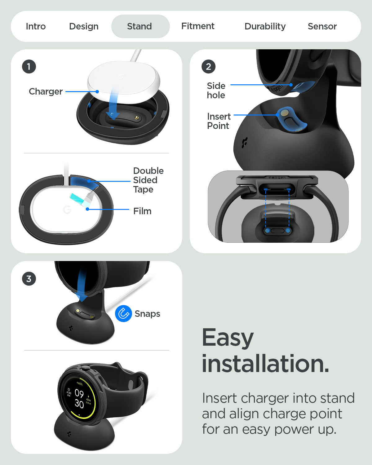 Spigen Google Pixel Watch 5 / 4 (41mm) Case + Stand – Liquid Air - Matte Black - official image 10