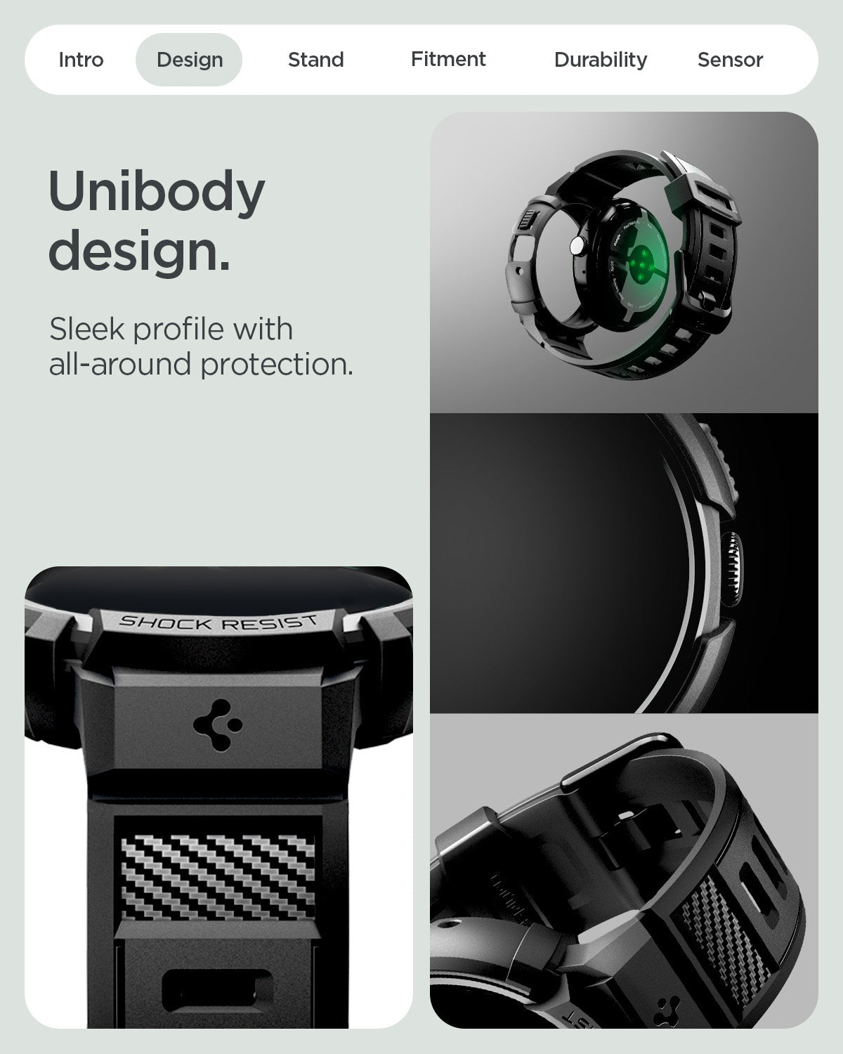 Spigen Google Pixel Watch 5 / 4 (45mm) Case + Band + Stand – Rugged Armor Pro - Black - official image 11