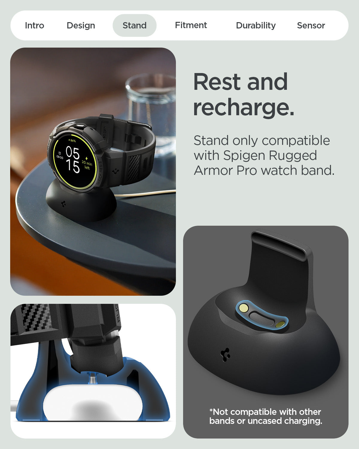 Spigen Google Pixel Watch 5 (45mm) Case + Band + Stand – Rugged Armor Pro - Black - official image 12