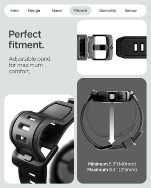 Spigen Google Pixel Watch 5 / 4 (45mm) Case + Band + Stand – Rugged Armor Pro - Black - official image 7