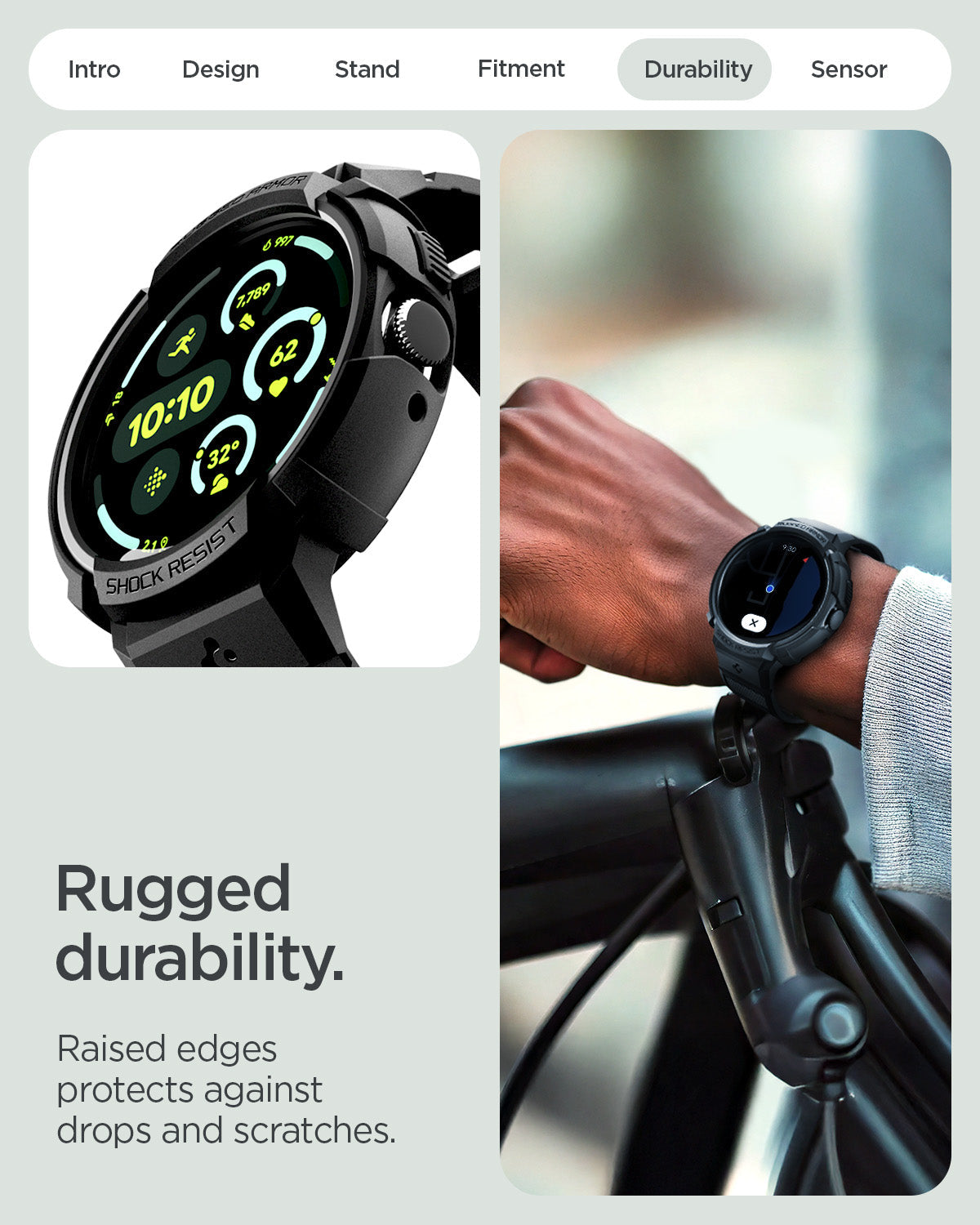 Spigen Google Pixel Watch 5 / 4 (45mm) Case + Band + Stand – Rugged Armor Pro - Black - official image 8