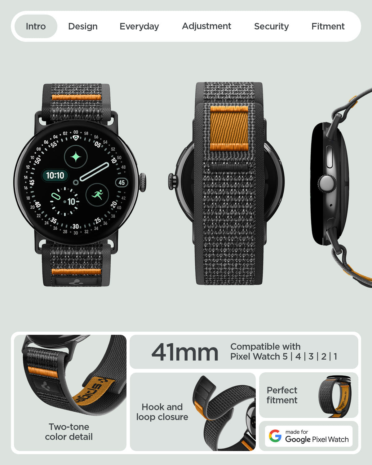 Spigen Google Pixel Watch 5 (41mm) Band – Athlex Air - Active Black Orange - official image 11
