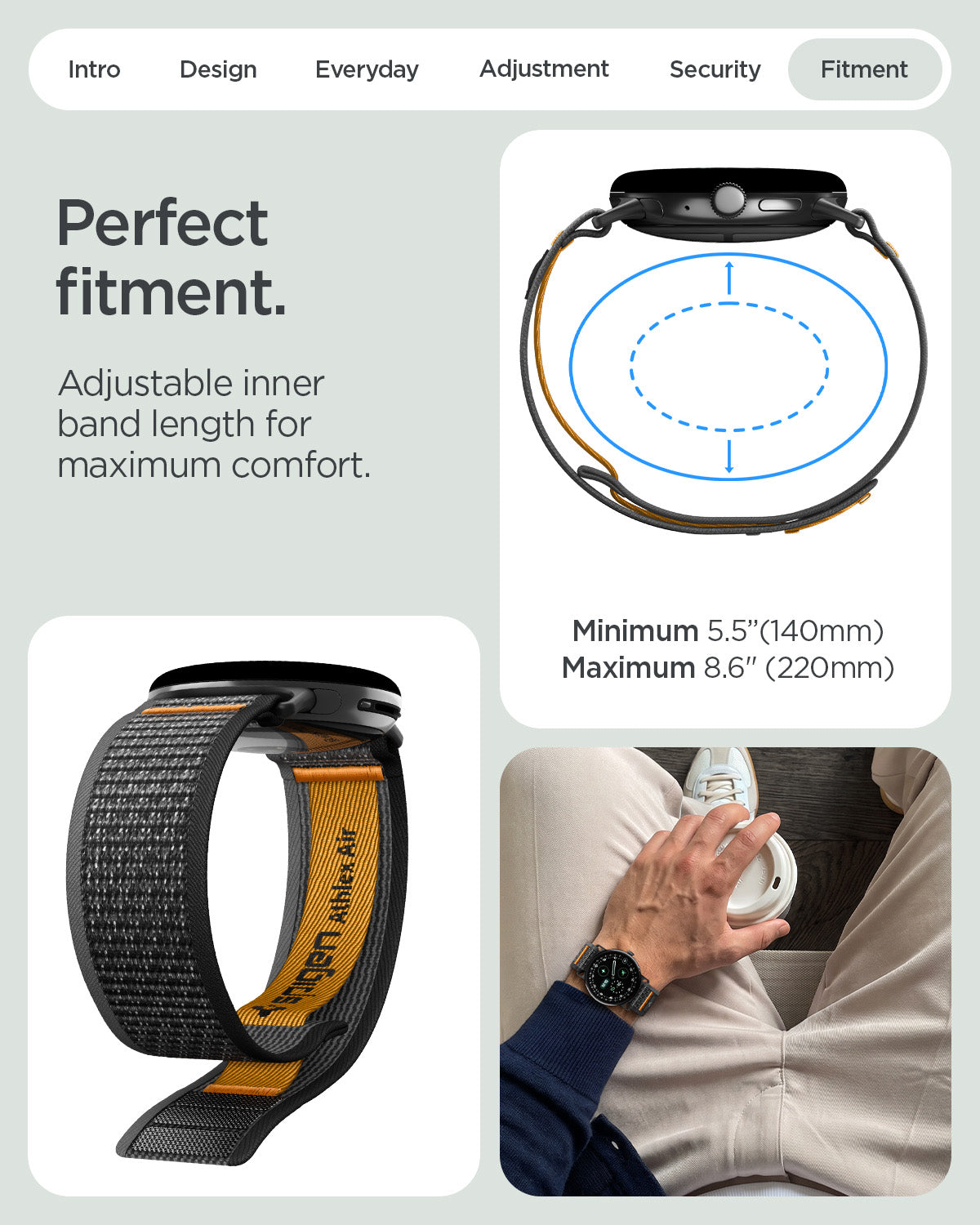 Spigen Google Pixel Watch 5 (41mm) Band – Athlex Air - Active Black Orange - official image 10