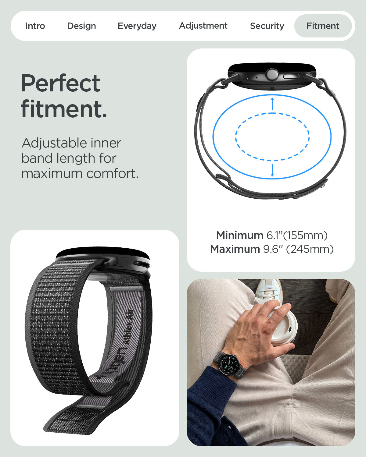 Spigen Google Pixel Watch 5 (45mm) Band – Athlex Air - Active Black Gray - official image 10