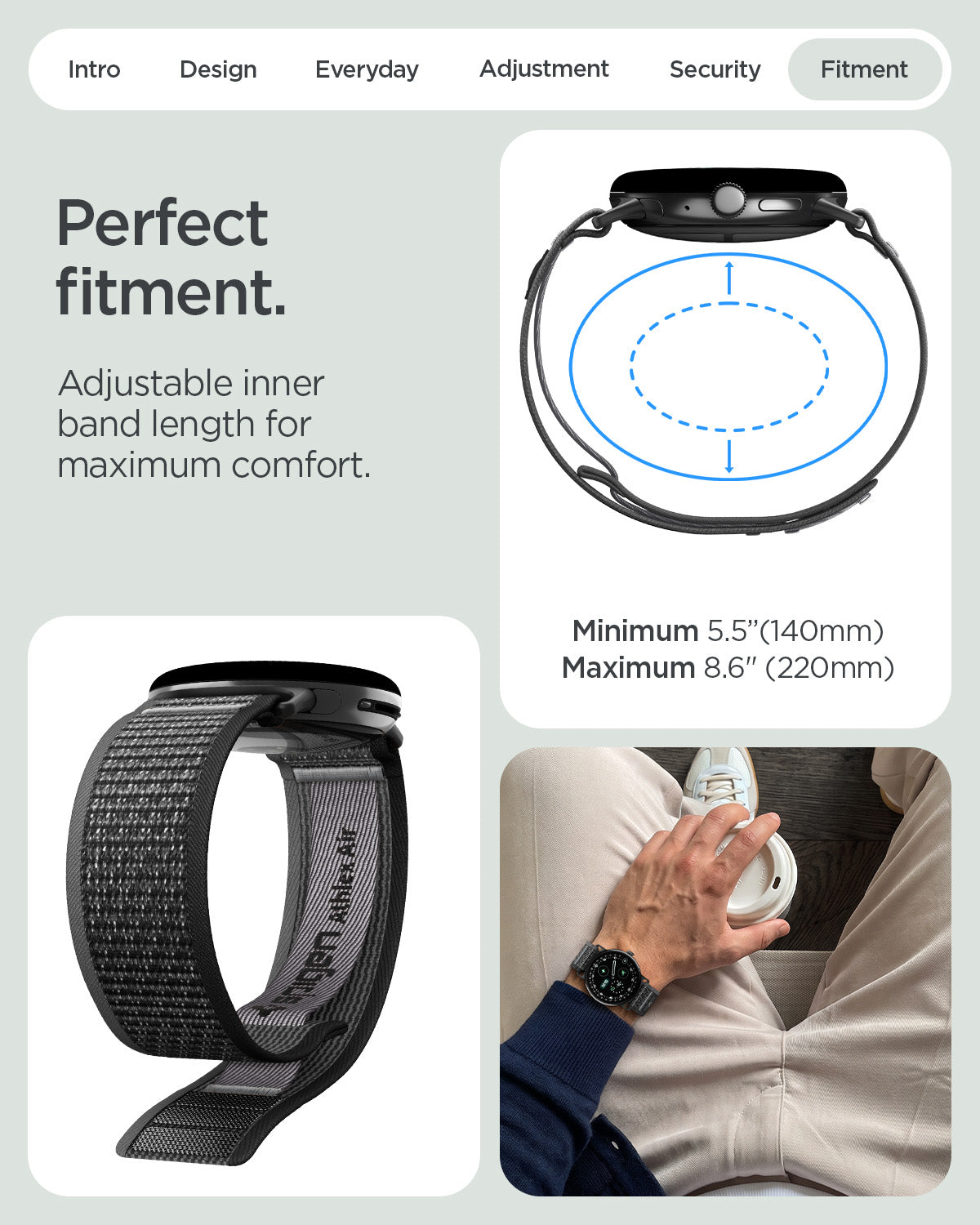 Spigen Google Pixel Watch 5 (41mm) Band – Athlex Air - Active Black Gray - official image 10