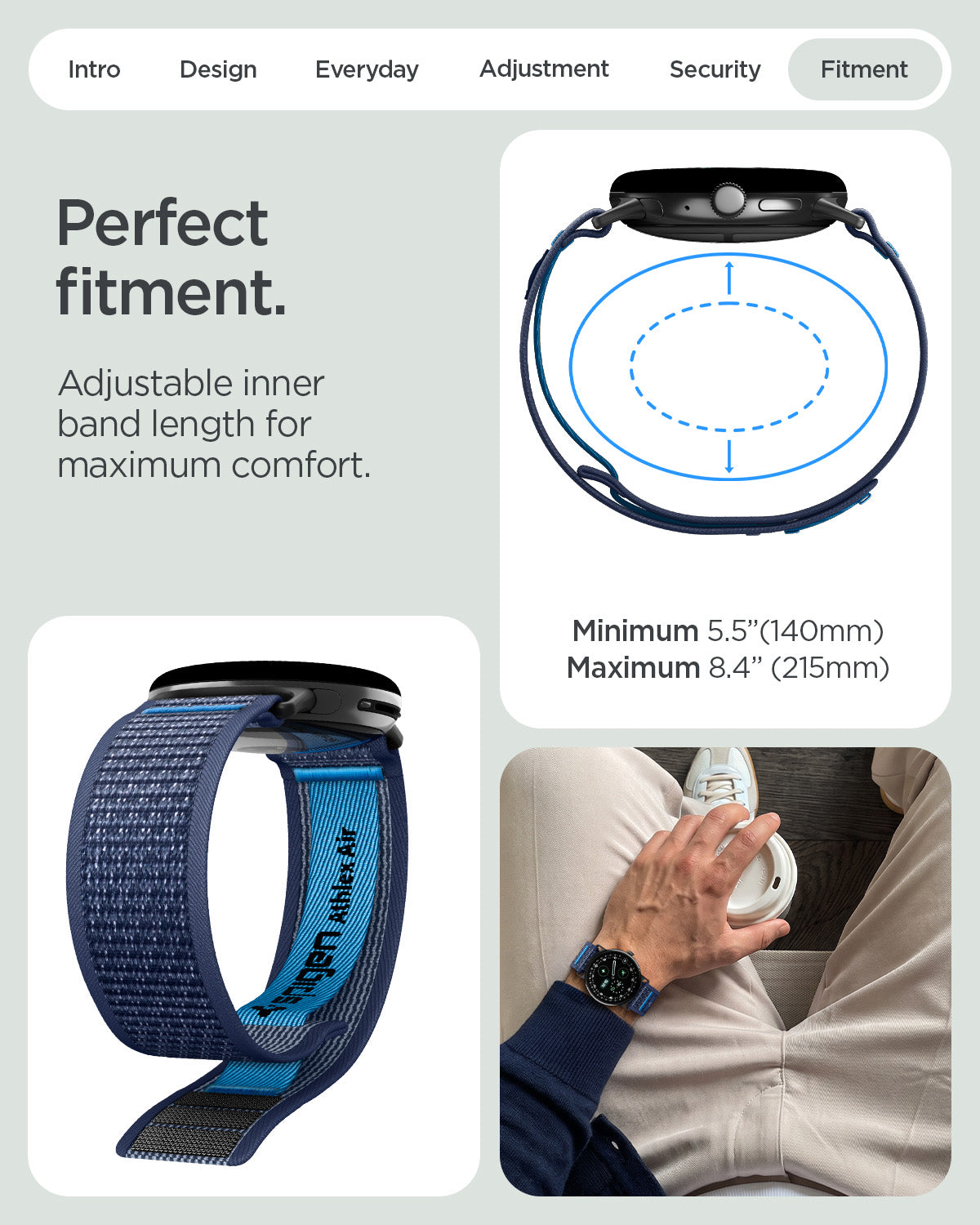 Spigen Google Pixel Watch 5 (41mm) Band – Athlex Air - Active Navy Blue - official image 10