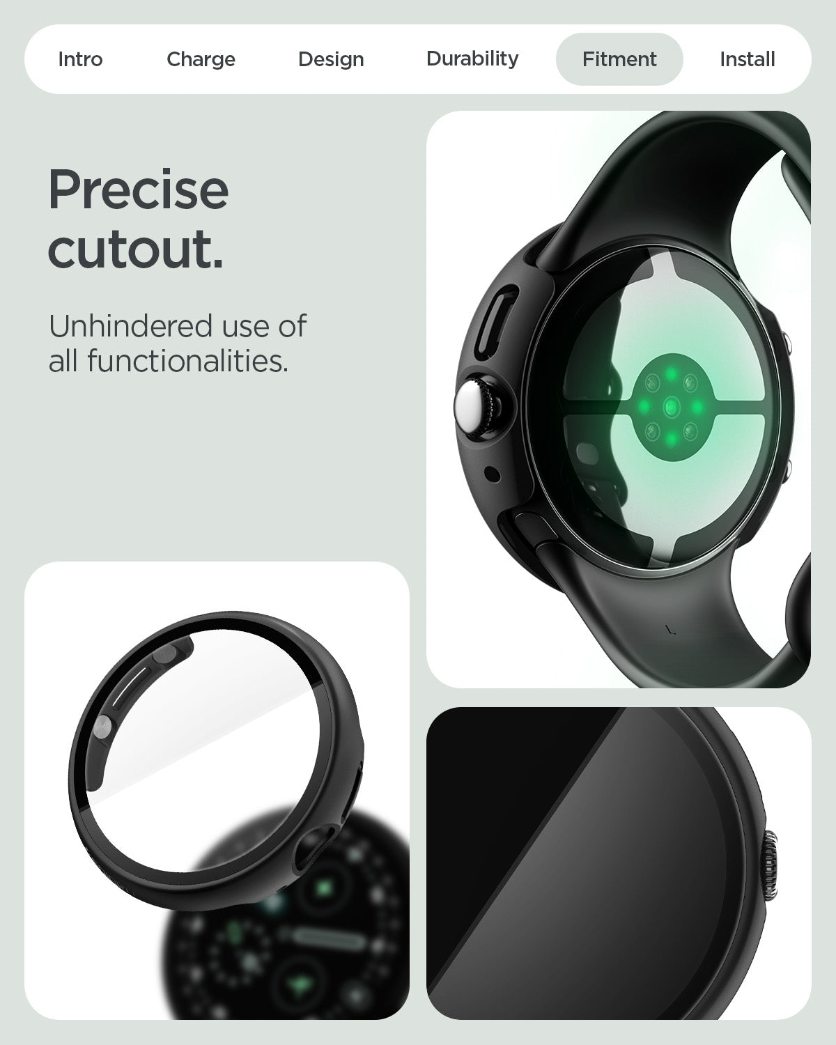 Spigen Google Pixel Watch 5 (41mm) Case + Screen Protector – Thin Fit 360 - Crystal Clear - official image 10