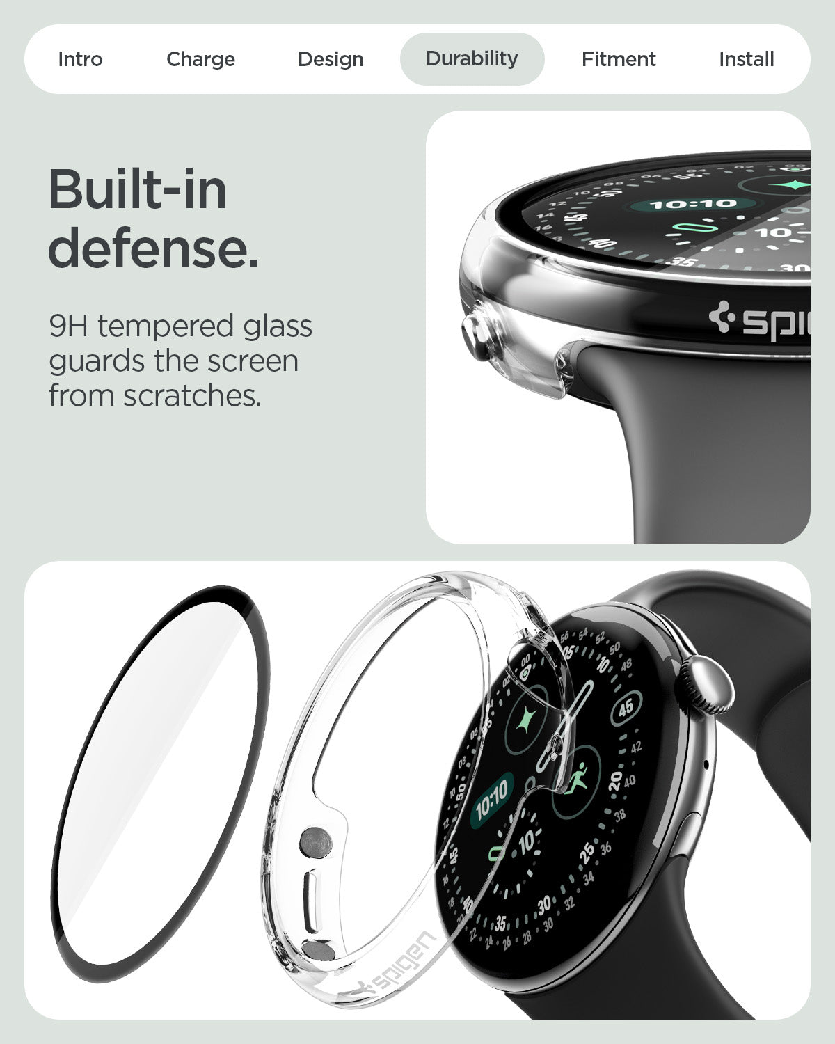 Spigen Google Pixel Watch 5 (45mm) Case + Screen Protector – Thin Fit 360 - Crystal Clear - official image 8