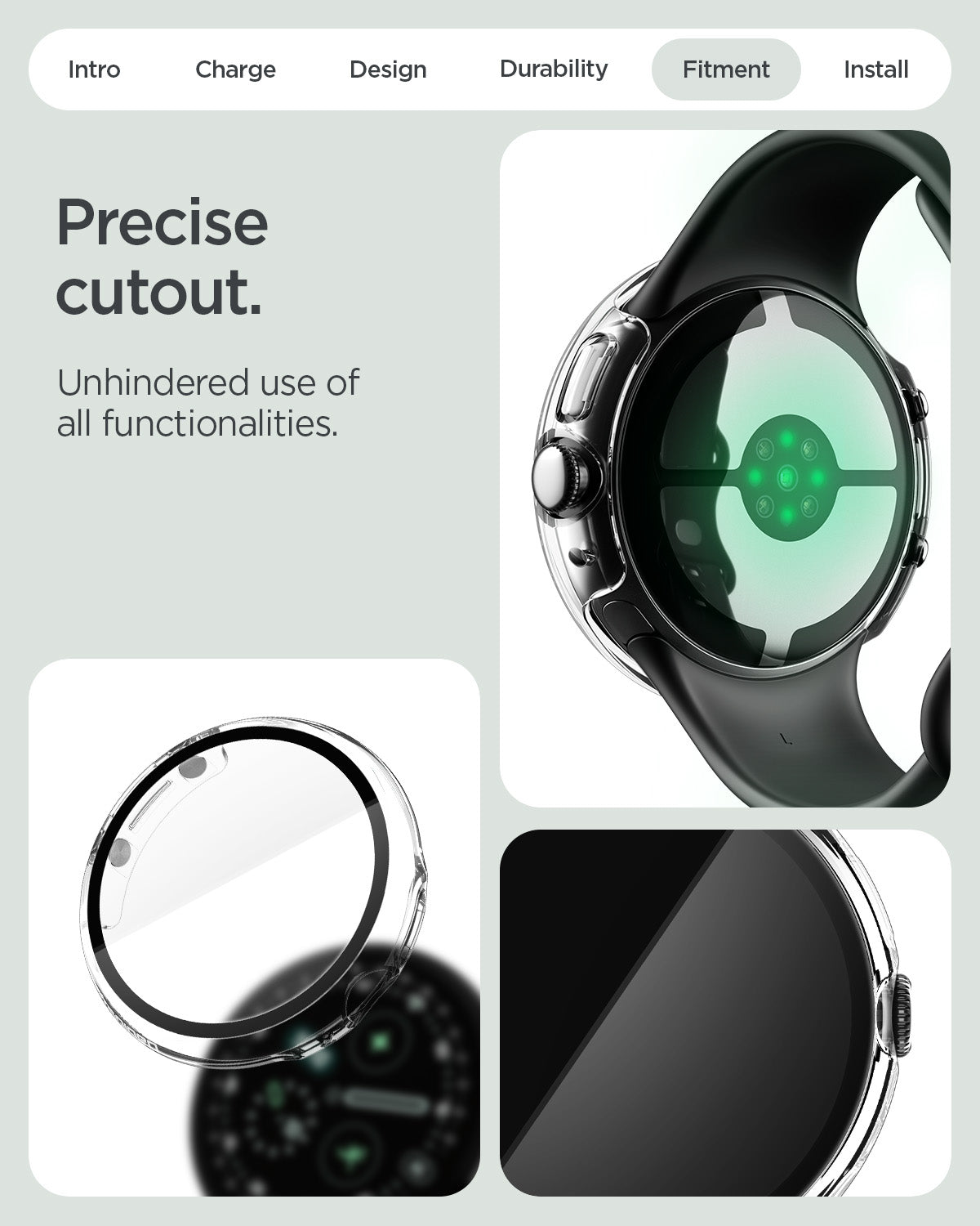 Spigen Google Pixel Watch 5 (45mm) Case + Screen Protector – Thin Fit 360 - Crystal Clear - official image 10