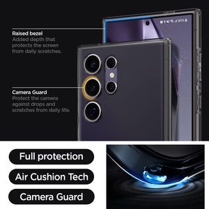 Galaxy S24 Ultra Case Liquid Crystal in Space Crystal raised bezel added depth that protects the screen from daily scratches. camera guard protect the camera against drops and scratches from daily life. full protection. air cushion tech. camera guard.