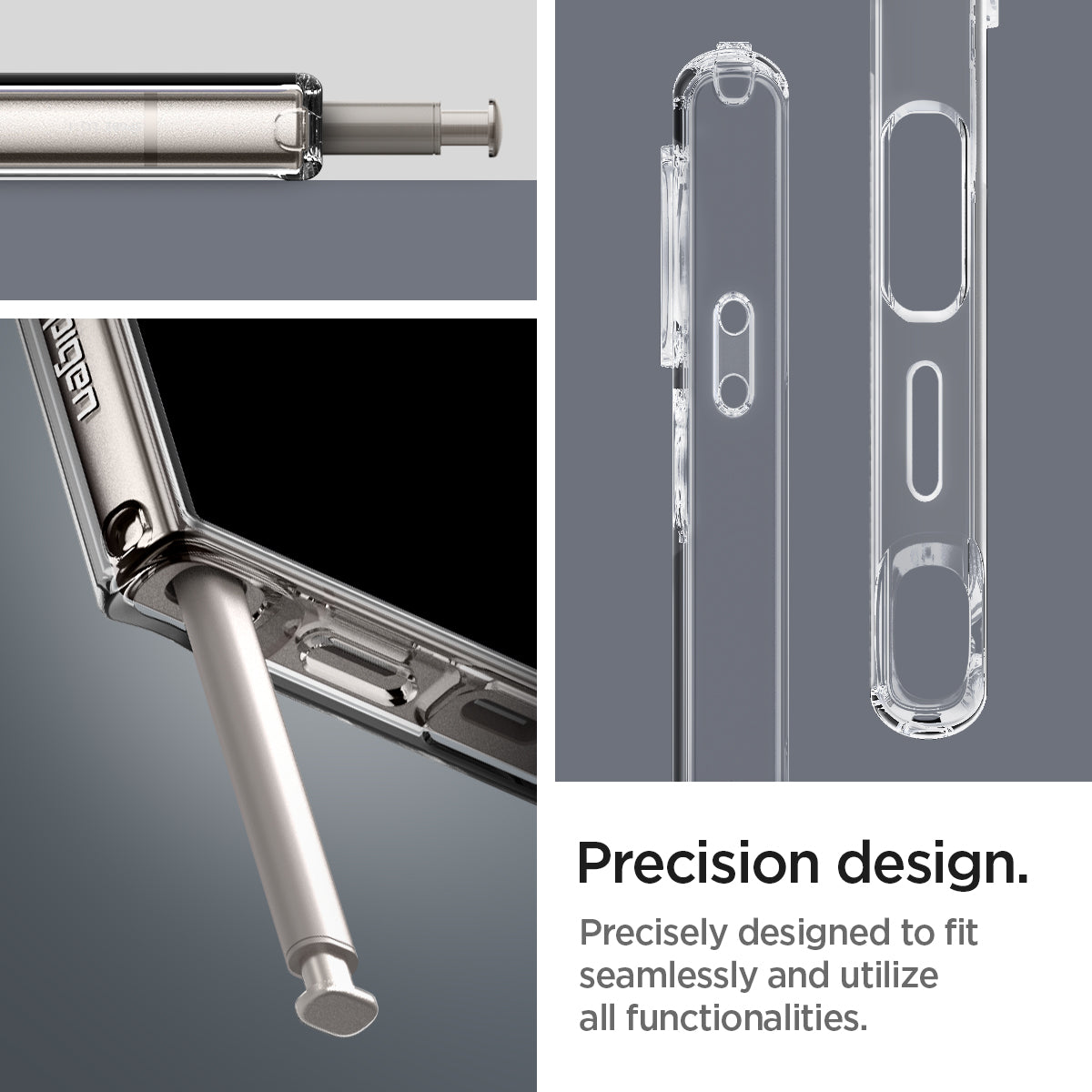 Galaxy S24 Ultra Case Liquid Crystal in Crystal Clear precision design. precisely designed to fit seamlessly and utilize all functionalities.