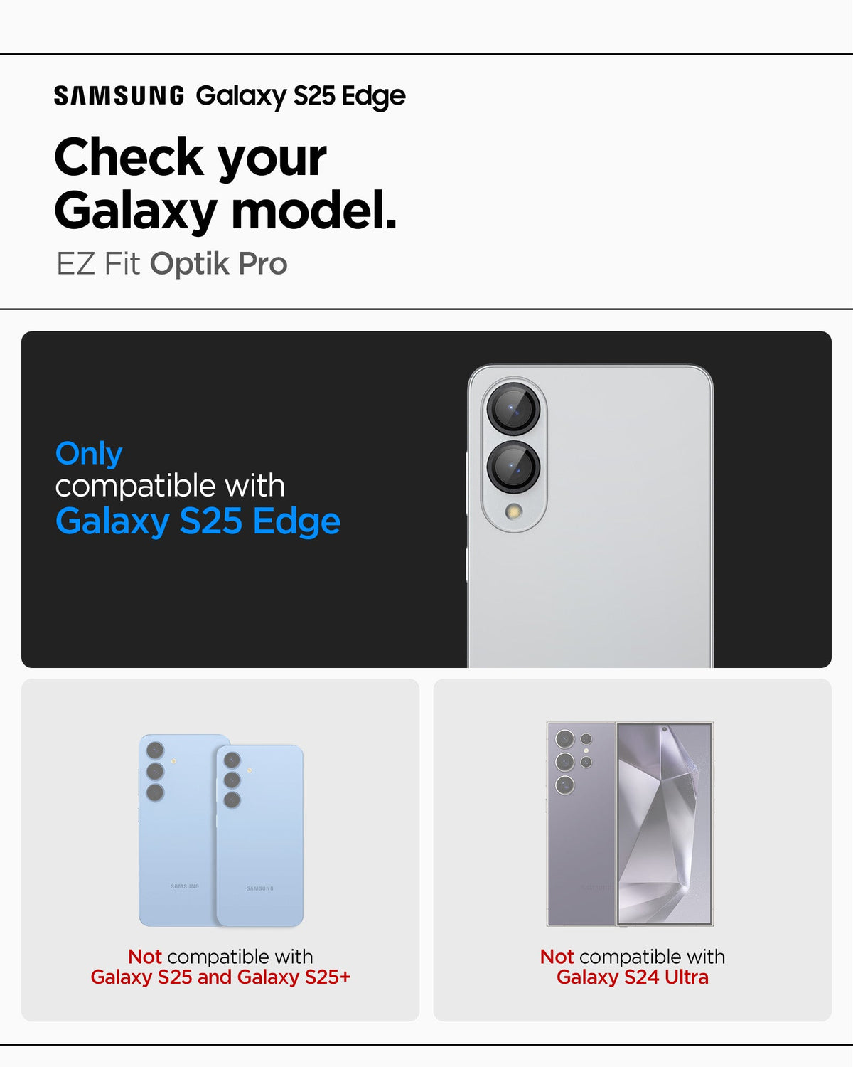 Spigen Samsung Galaxy S25 Edge Lens Protector Optik Pro EZ Fit [2 Pack] view 3