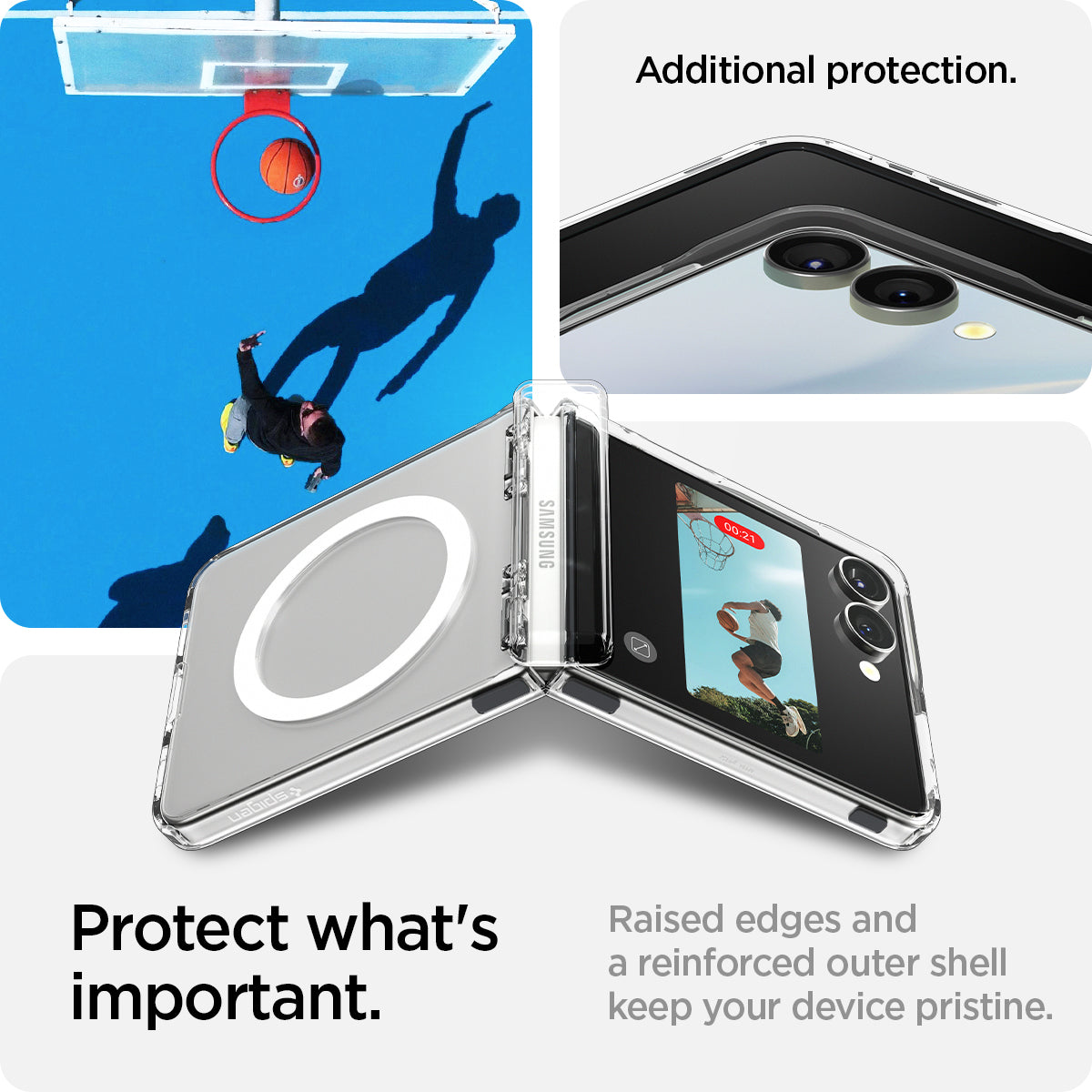 Spigen Galaxy Z Flip 7 Case – Ultra Hybrid Pro (MagFit) – Clear White – product image 25